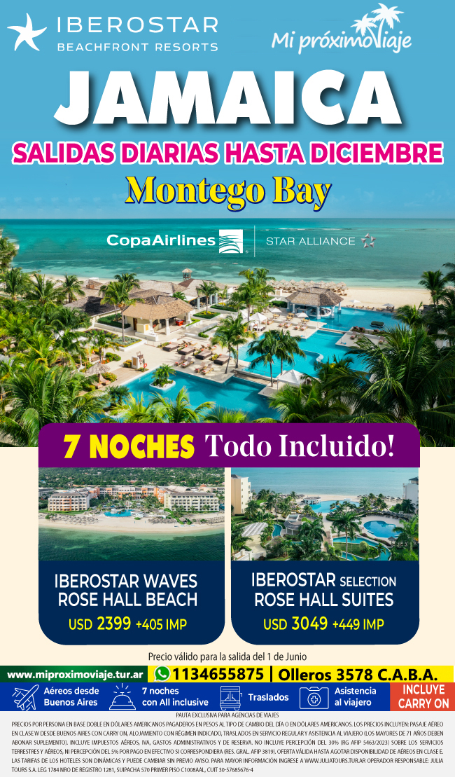 JAMAICA CON IBEROSTAR Y COPA SALIDAS DIARIAS HASTA DICIEMBRE 2026